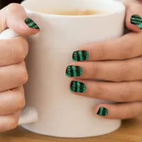 Green neon tiger stripes minx nail art