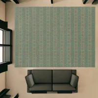 Southwest Teal Copper Geometric Pattern 9x12 ft Rug