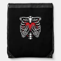 Skeleton Hands Holding Heart Halloween Costume Fun Drawstring Bag