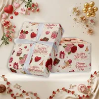 Vintage Cupid Floral Birthday Valentine Wrapping Paper