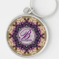 Gold Geometric Tapestry Monogram Keychain