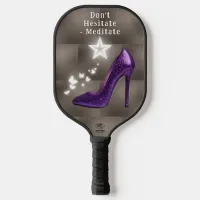 Purple Glitter High Heel Shoe on Gray | Pickleball Paddle