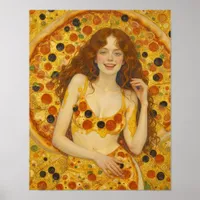 A Joyful Woman With Pizza Dress Poster