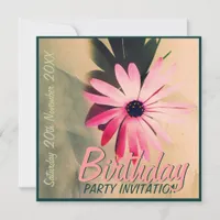 Pink Daisy Flower v2 Birthday Invitations