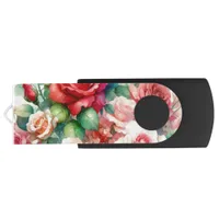 Whimsical Rose Pattern Flash Drive