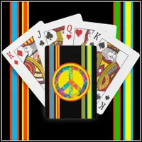 [Geometric Tie-Dye] Stripes with Peace Sign Poker Cards