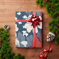 Patriotic Floral Gift Wrap - 4th of July Special