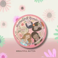 International Women's Day Pink Feminine Portraits Classic Round Sticker