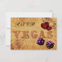 purple dice Vintage Vegas rsvp 3.5 x 5