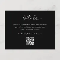 Wedding Modern Handwriting Black Details QR Code Enclosure Card