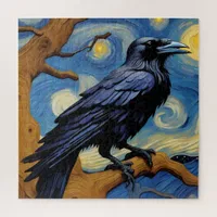 A Raven in an Old Oak Tree Starry Night