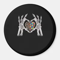 Autism Awareness Gothic Skull Hand Autism Puzzle P Magnet