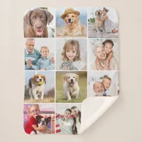 Simple 12 Picture Family Friends Pets Dog Collage Sherpa Blanket