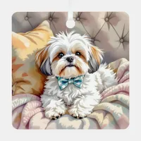 Shih tzu Puppy Dog Personalized Christmas Metal Ornament