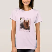 World's Best Yorkie Mom Pink Gray Paw Prints Photo T-Shirt