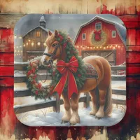 Pretty Christmas Horse on a Festive Farm Paper Plates