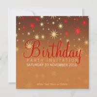 Sparkly Stars Party Birthday Invitation