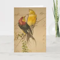 Vintage Birds and Ledger Paper, Christmas Holiday Card