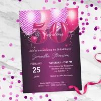 Glossy Balloons Fabulous 50th Birthday Party Invitation