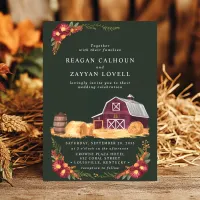 Rustic Barn and Floral Autumn Country Wedding Invitation