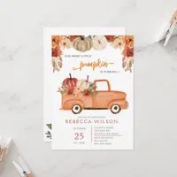 Orange Little Pumpkin First Birthday Invitation