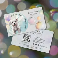 Cute Watercolor Puppy Bubble Suds Dog Groomer Appointment Card