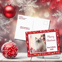 Festive Red and White Holiday Photo Postcard
