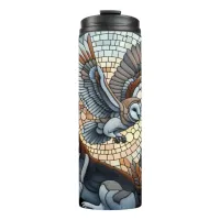 Owl and Wolf Mosaic Nature Ai Art  Thermal Tumbler