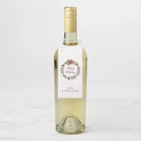 Elegant Happy Holidays Floral Wreath Bottle Hanger Tag