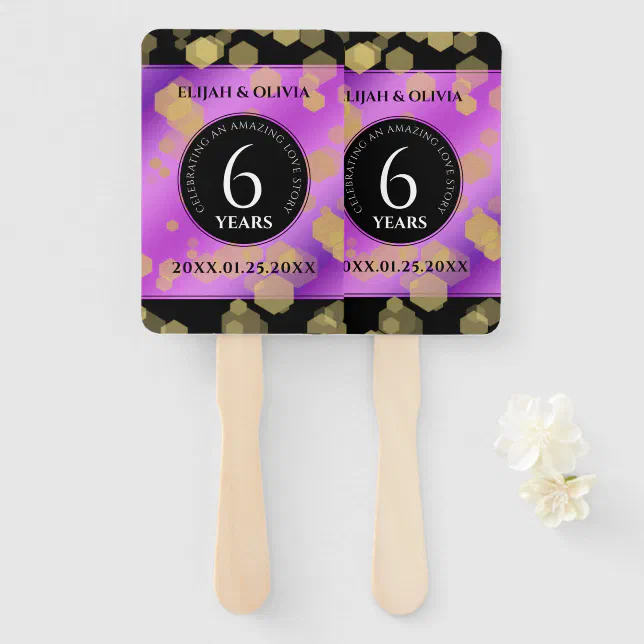 Elegant 6th Amethyst Wedding Anniversary Hand Fan