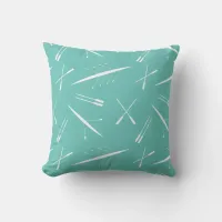 Teal Blue Sailing Club Rowing Boats and Oars Throw Pillow