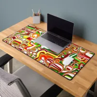 Marble Fluid Art Pour Painting Style  Desk Mat