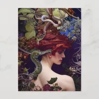 Garden of Eden Woman, Trees, and Snakes Postcard