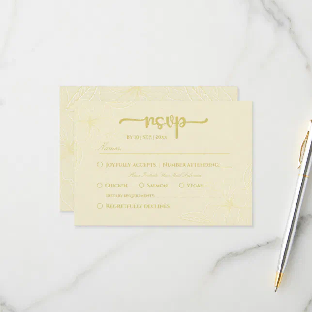 Minimal Simple Elegant Floral Wedding RSVP Card