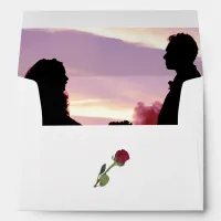 Bride and Groom in Sunset Wedding Invite Envelope