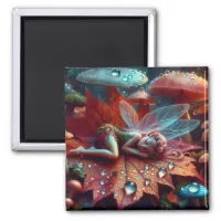 Little Whimsical Fairy Sleeping on a Leaf Magnet