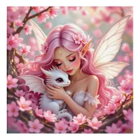 Pretty Pink Elven Fairy & Dragon  Acrylic Print