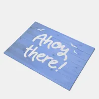 Ahoy There Maritime Blue Wood Effect Yacht Doormat