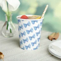 Blue Gingham Bow Tie Pattern Baby Shower  Paper Cups