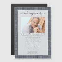 Masculine Photo In Loving Memory Funeral Poem Card