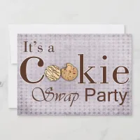 rustic purple Holiday Cookie swap party invitation