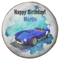 Classic Retro Blue Sports Car Birthday Adventure