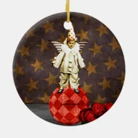 Vintage Circus Angel Clown Ceramic Ornament