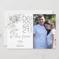 Pale Blue Rose Watercolor Photo Save the Date