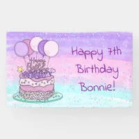 Personalized Pink and Purple Girl's Birthday Party Banner