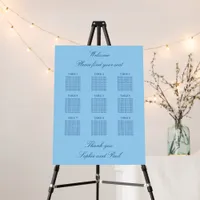 Cornflower Blue 9 Table Seating Chart Foam Board