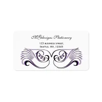 Purple, black & white Chic Business address labels