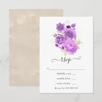 Purple and Ivory Floral Wedding RSVP Card