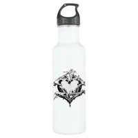 Protecting A Heart  - Skeleton Hand Heart Stainless Steel Water Bottle