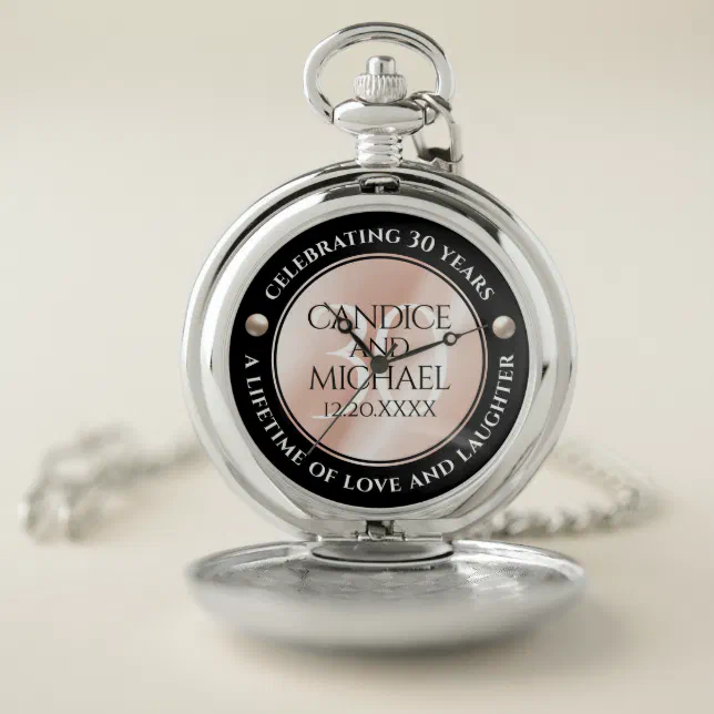 Elegant 30th Pearl Wedding Anniversary Celebration Pocket Watch